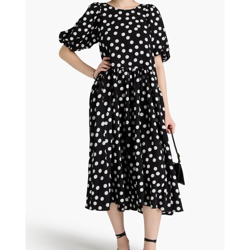 Stine Goya Amelia Polka Dot Crepe Midi Dress